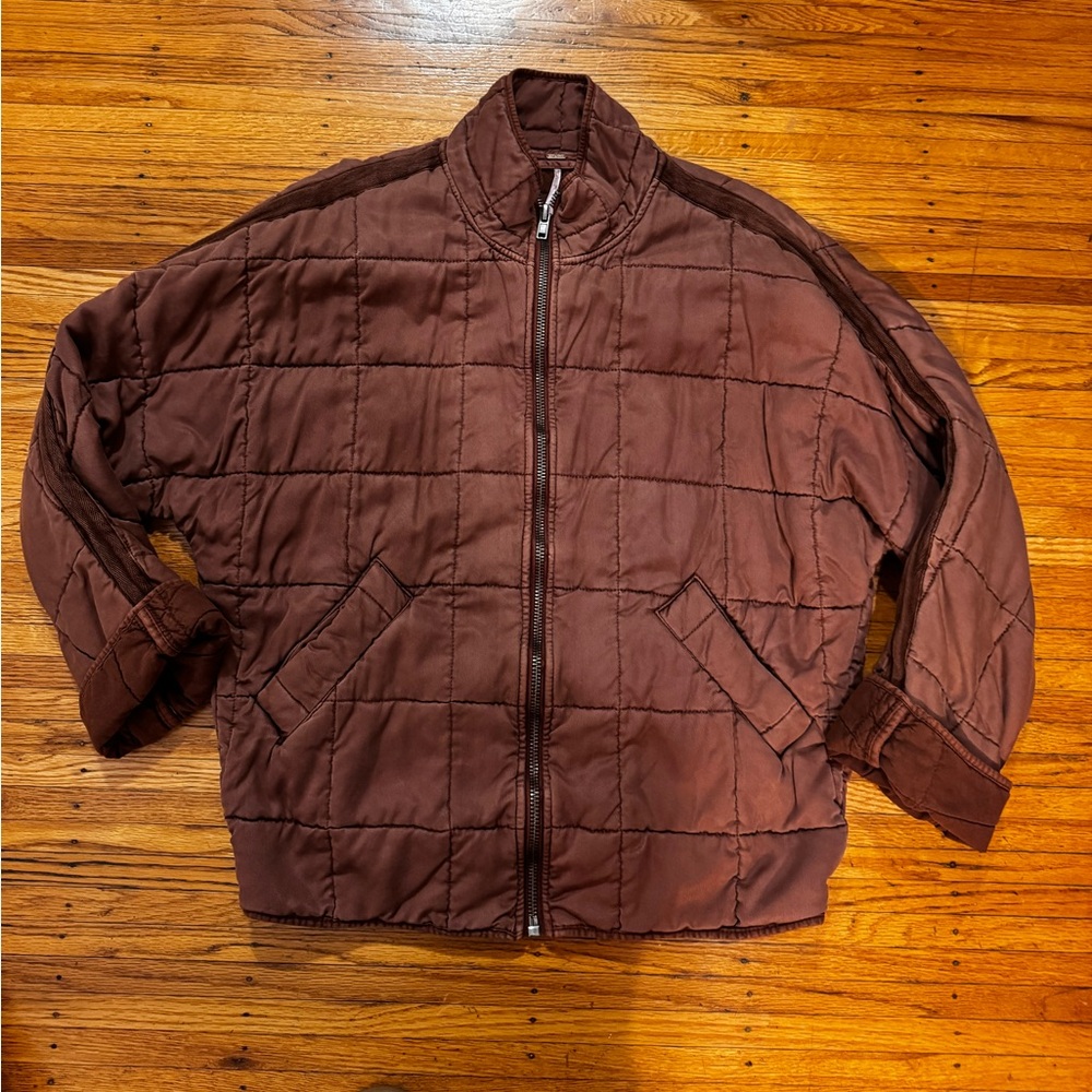 Free People Brown Quilted dolman Jacket